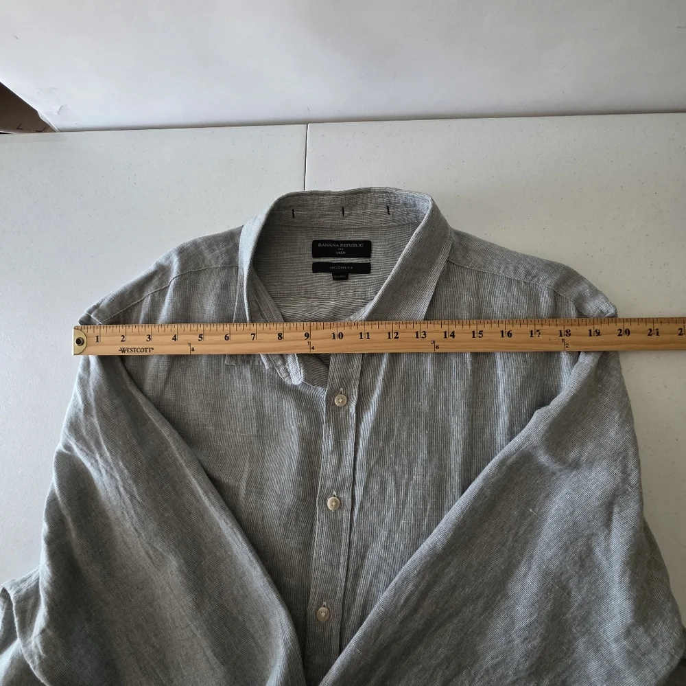 Banana‎ Republic Linen Cotton Shirt Size XL Untucked Fit Long Sleeve Button-up